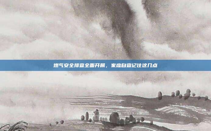 燃气安全排查全面开展，家庭自查记住这几点