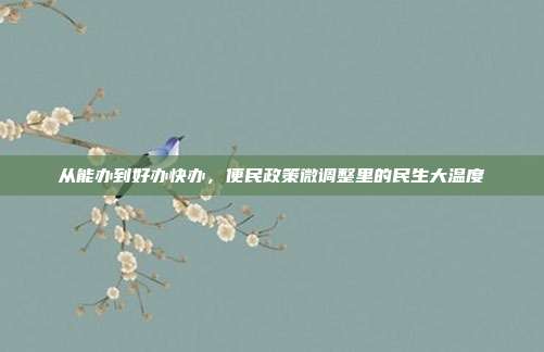 从能办到好办快办，便民政策微调整里的民生大温度