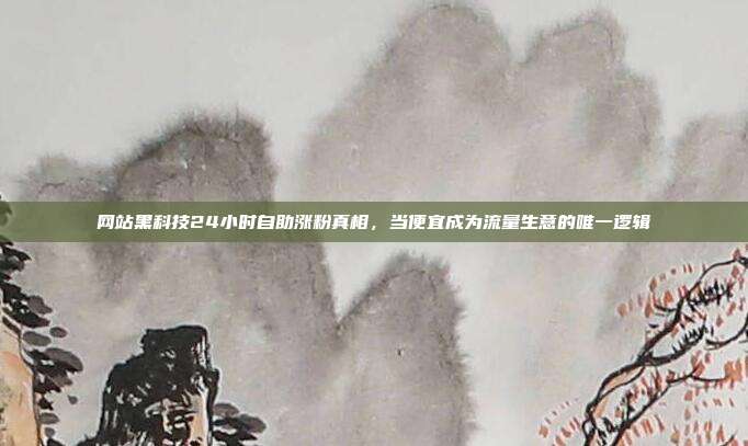 网站黑科技24小时自助涨粉真相，当便宜成为流量生意的唯一逻辑