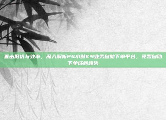 直击低价与效率，深入解析24小时KS业务自助下单平台，免费自助下单成新趋势