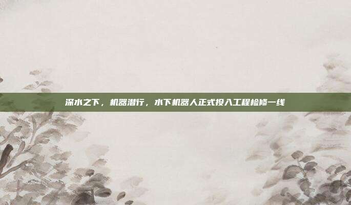 深水之下，机器潜行，水下机器人正式投入工程检修一线