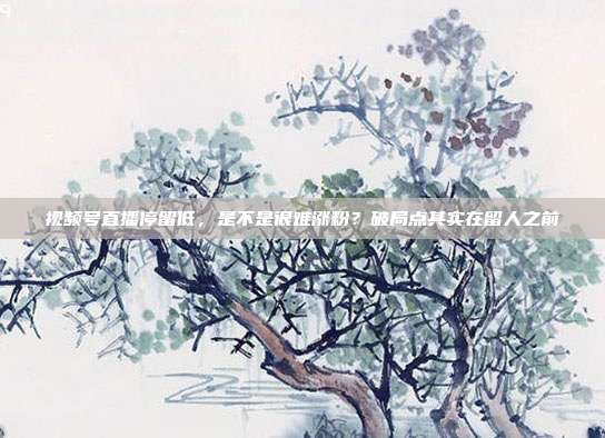 视频号直播停留低，是不是很难涨粉？破局点其实在留人之前