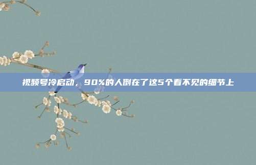 视频号冷启动，90%的人倒在了这5个看不见的细节上