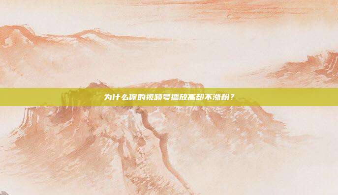 为什么你的视频号播放高却不涨粉？