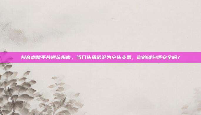 抖音点赞平台避坑指南，当口头承诺沦为空头支票，你的钱包还安全吗？