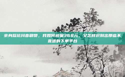 亲身踩坑抖音刷赞，我如何被骗368元，又怎样识别出那些不靠谱的下单平台