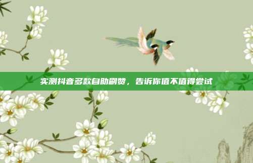实测抖音多款自助刷赞，告诉你值不值得尝试