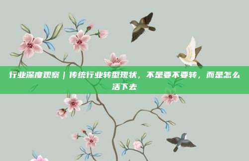 行业深度观察｜传统行业转型现状，不是要不要转，而是怎么活下去