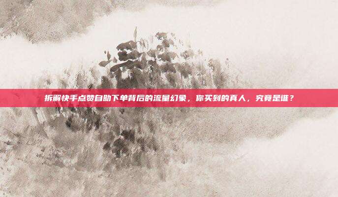 拆解快手点赞自助下单背后的流量幻象，你买到的真人，究竟是谁？