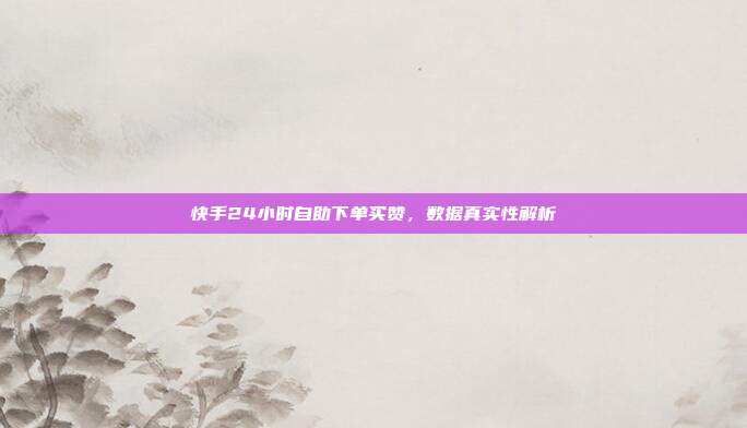 快手24小时自助下单买赞，数据真实性解析