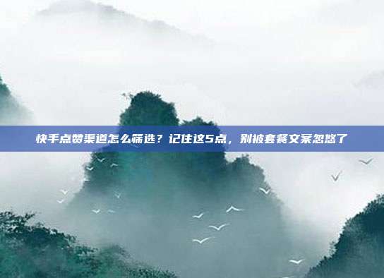 快手点赞渠道怎么筛选？记住这5点，别被套餐文案忽悠了