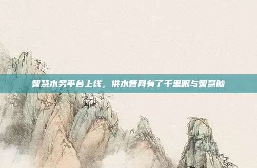 智慧水务平台上线，供水管网有了千里眼与智慧脑