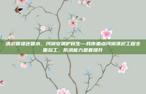 清淤固堤还碧水，河湖安澜护民生—我市重点河湖清淤工程全面竣工，防洪能力显著提升