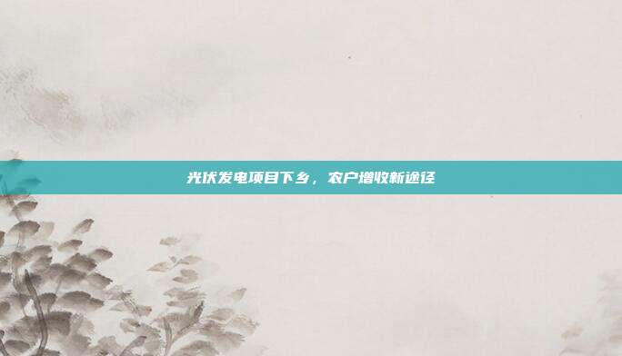 光伏发电项目下乡，农户增收新途径