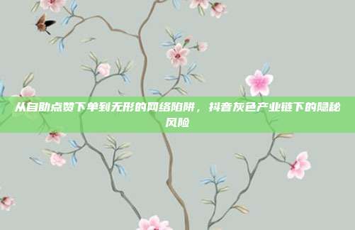 从自助点赞下单到无形的网络陷阱，抖音灰色产业链下的隐秘风险