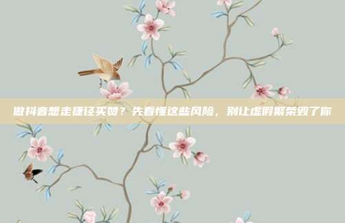 做抖音想走捷径买赞？先看懂这些风险，别让虚假繁荣毁了你