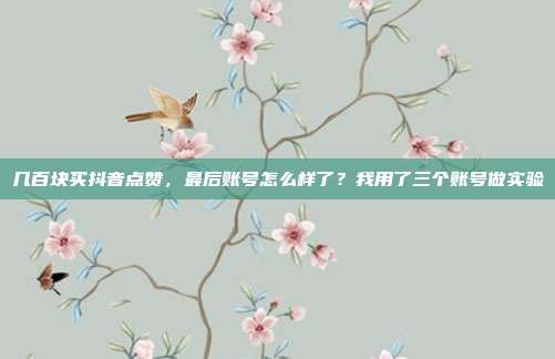 几百块买抖音点赞，最后账号怎么样了？我用了三个账号做实验