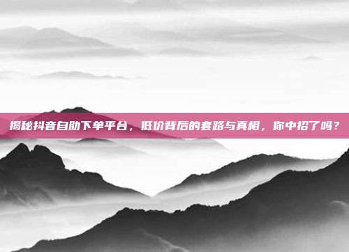 揭秘抖音自助下单平台，低价背后的套路与真相，你中招了吗？