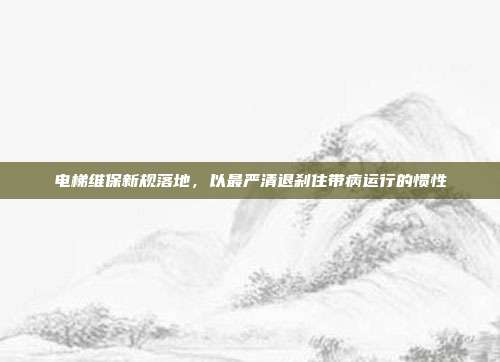 电梯维保新规落地，以最严清退刹住带病运行的惯性