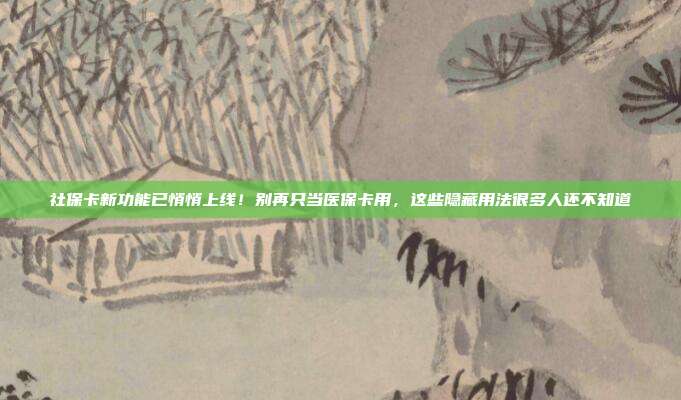 社保卡新功能已悄悄上线！别再只当医保卡用，这些隐藏用法很多人还不知道