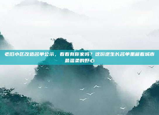 老旧小区改造名单公示，看看有你家吗？这份逆生长名单里藏着城市最温柔的野心