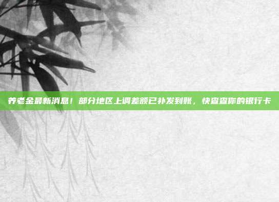养老金最新消息！部分地区上调差额已补发到账，快查查你的银行卡