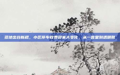 多地出台新规，小区停车收费迎来大变化，从一言堂到透明账
