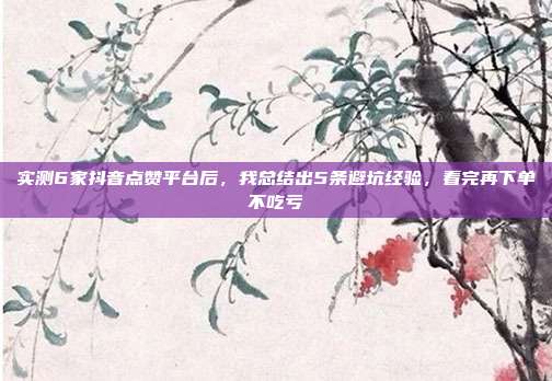 实测6家抖音点赞平台后，我总结出5条避坑经验，看完再下单不吃亏