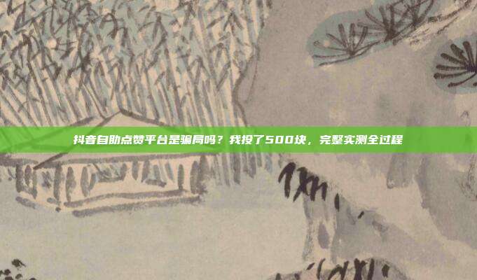 抖音自助点赞平台是骗局吗？我投了500块，完整实测全过程