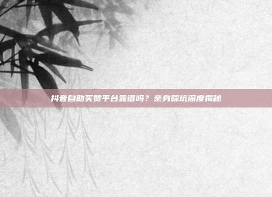 抖音自助买赞平台靠谱吗？亲身踩坑深度揭秘