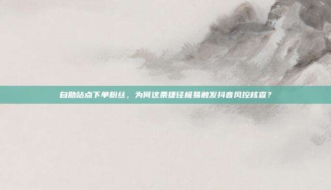 自助站点下单粉丝，为何这条捷径极易触发抖音风控核查？