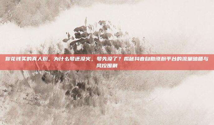 你花钱买的真人粉，为什么号还没火，号先没了？揭秘抖音自助涨粉平台的流量暗箱与风控围剿