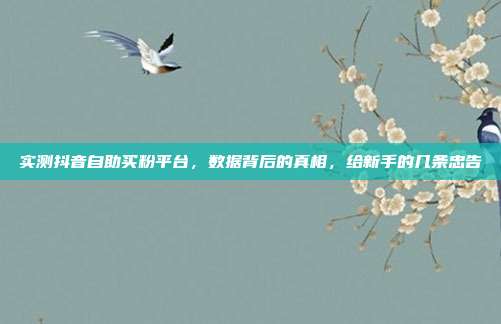 实测抖音自助买粉平台，数据背后的真相，给新手的几条忠告