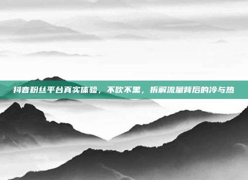 抖音粉丝平台真实体验，不吹不黑，拆解流量背后的冷与热