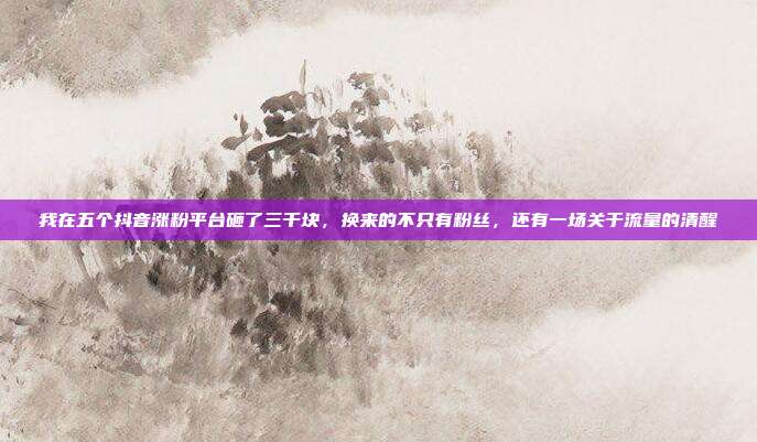 我在五个抖音涨粉平台砸了三千块，换来的不只有粉丝，还有一场关于流量的清醒
