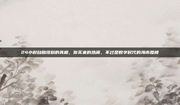 24小时自助涨粉的真相，你买来的热闹，不过是数字时代的海市蜃楼
