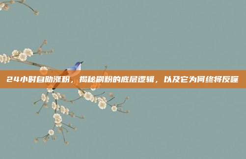 24小时自助涨粉，揭秘刷粉的底层逻辑，以及它为何终将反噬