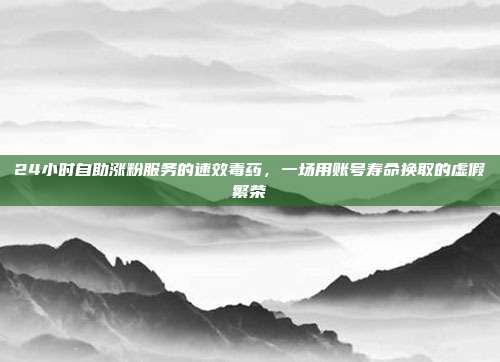 24小时自助涨粉服务的速效毒药，一场用账号寿命换取的虚假繁荣
