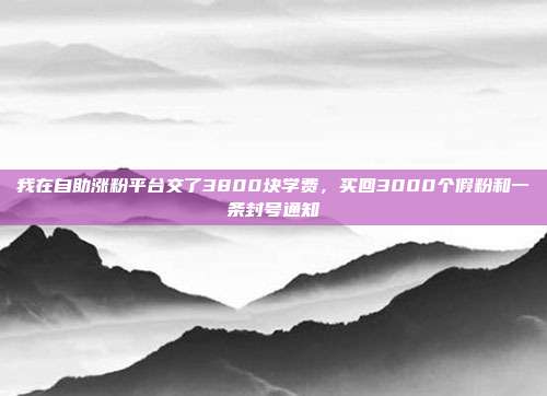 我在自助涨粉平台交了3800块学费，买回3000个假粉和一条封号通知