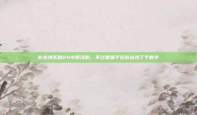 你花钱买的24小时涨粉，不过是骗子在后台改了个数字