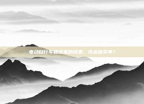 电动自行车租出来的隐患，该由谁买单？
