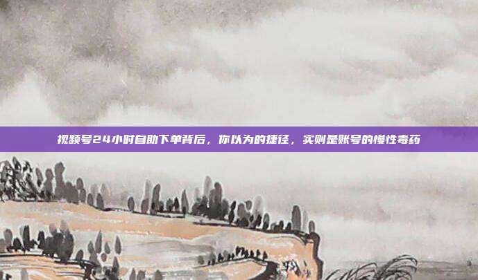 视频号24小时自助下单背后，你以为的捷径，实则是账号的慢性毒药