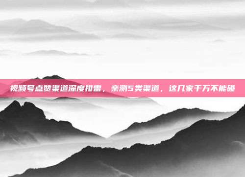 视频号点赞渠道深度排雷，亲测5类渠道，这几家千万不能碰