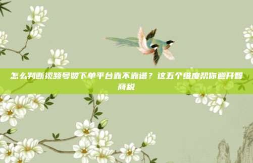 怎么判断视频号赞下单平台靠不靠谱?这五个维度帮你避开智商税