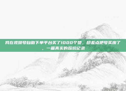 我在视频号自助下单平台买了1000个赞，却差点把号买废了，一篇真实的踩坑记录