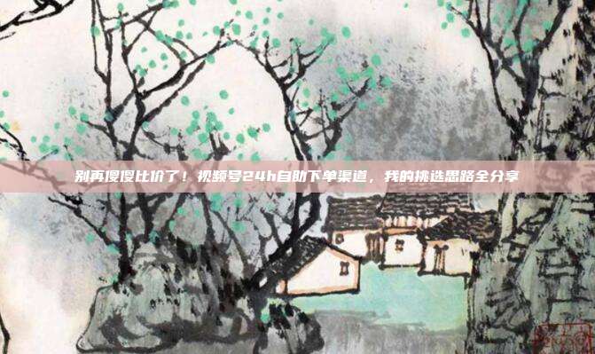别再傻傻比价了！视频号24h自助下单渠道，我的挑选思路全分享
