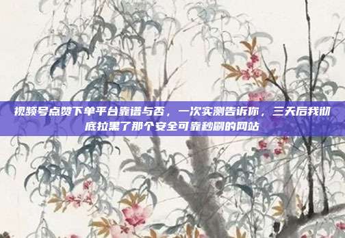 视频号点赞下单平台靠谱与否,一次实测告诉你,三天后我彻底拉黑了那个安全可靠秒刷的网站