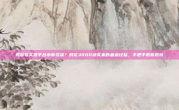 视频号买赞平台水有多深？我花3000块买来的血泪经验，手把手教你避坑