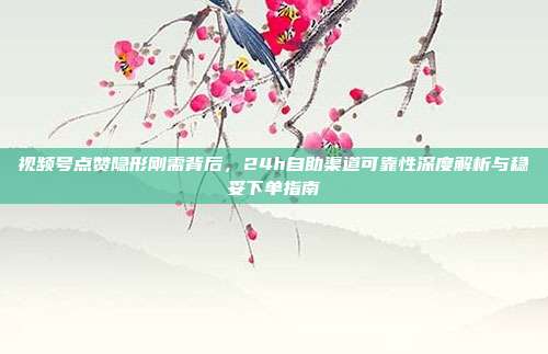 视频号点赞隐形刚需背后,24h自助渠道可靠性深度解析与稳妥下单指南