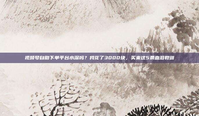 视频号自助下单平台水深吗?我花了3000块,买来这5条血泪教训